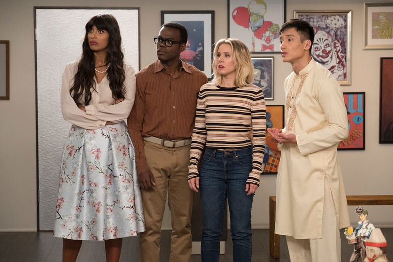 Jameela Jamil, William Jackson Harper, Kristen Bell, Manny Jacinto (Photo: Colleen Hayes: NBC)